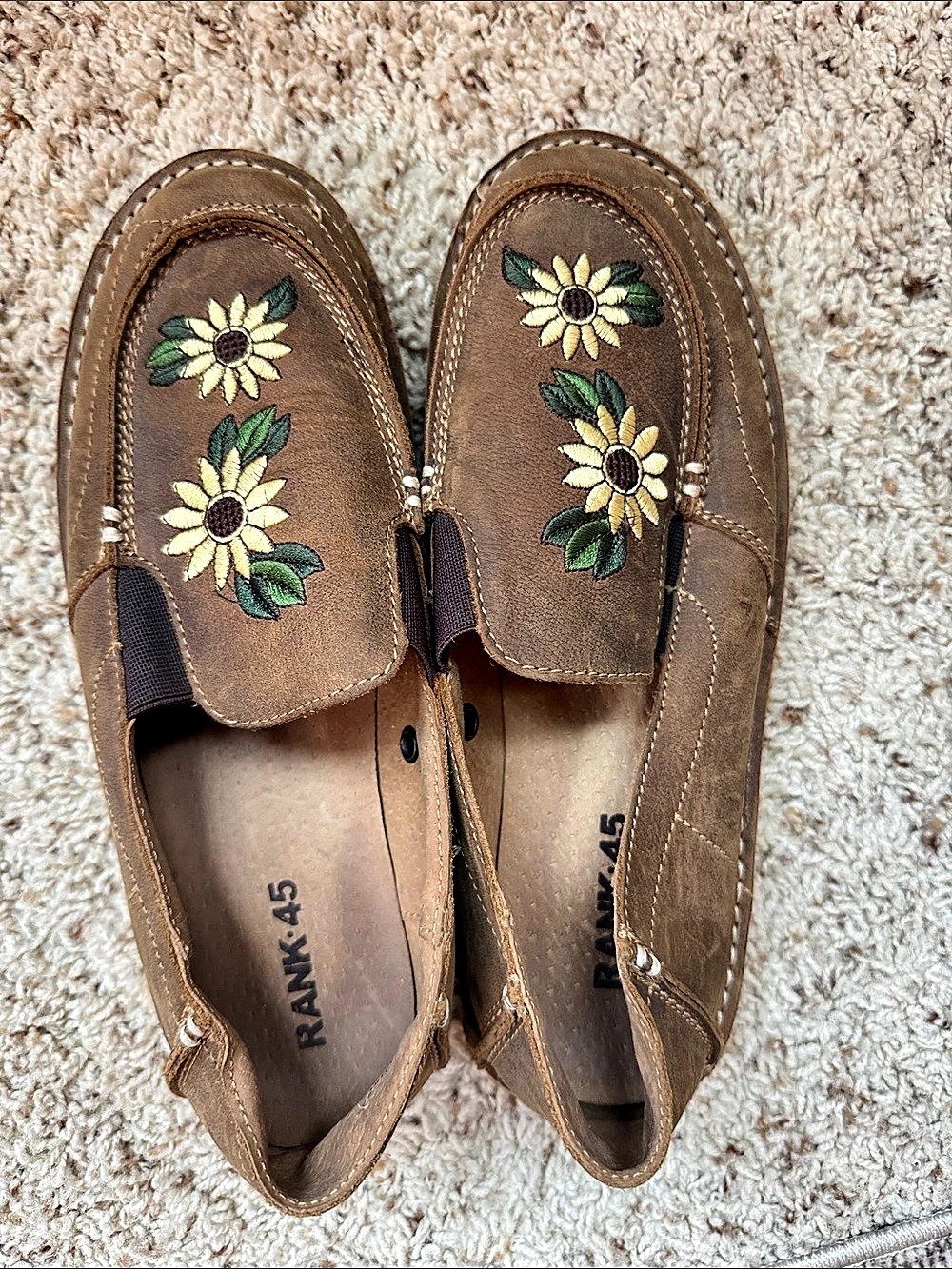 Minnetonka Floral Leather Moccasins Brown US 7.5